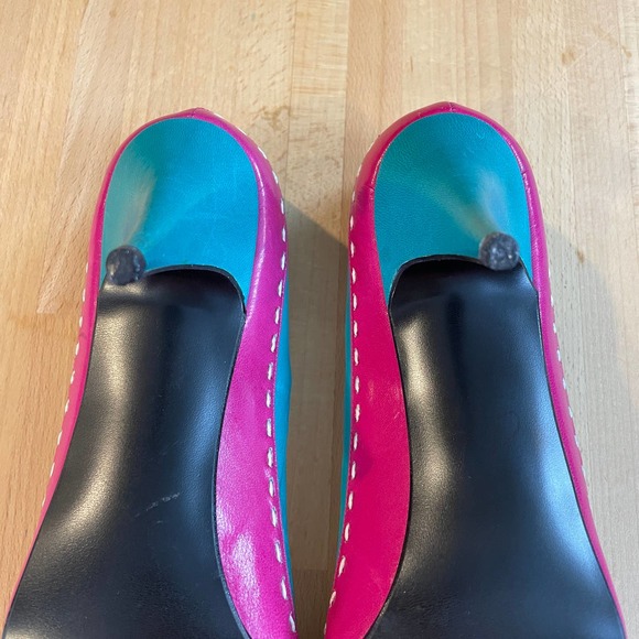 Vintage Turquoise/Fuchsia  80s pumps - Picture 6 of 10